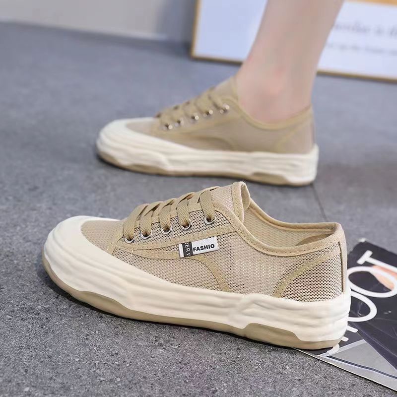 Women's Korean Style Canvas Platform Shoes - Breathable Mesh Casual Sneakers for Summer, Spring, Autumn