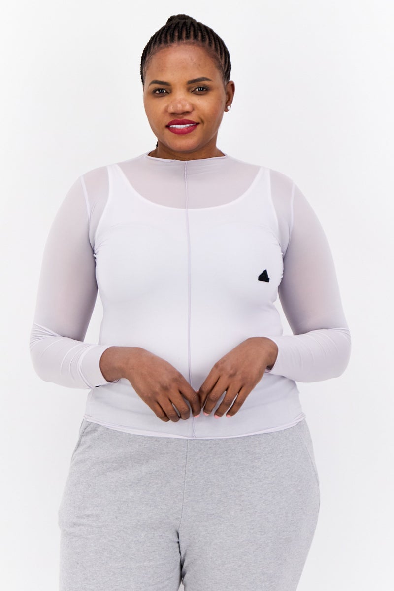 Adidas Women Sportswear Fit Long Sleeve Training Top, Light Purple  - Image 1