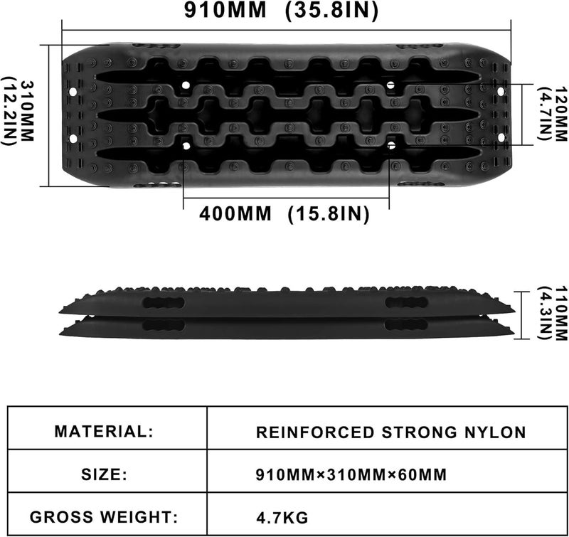Oasisgalore Transparent body Car Recovery Board Accessories, 3rd Gen Black New Recovery Traction Tracks Sand Mud Snow Track Tire Ladder with 10-Ton Load Capacity for 4WD Off Road Suv Truck Market multi-use trusted quality - Image 4