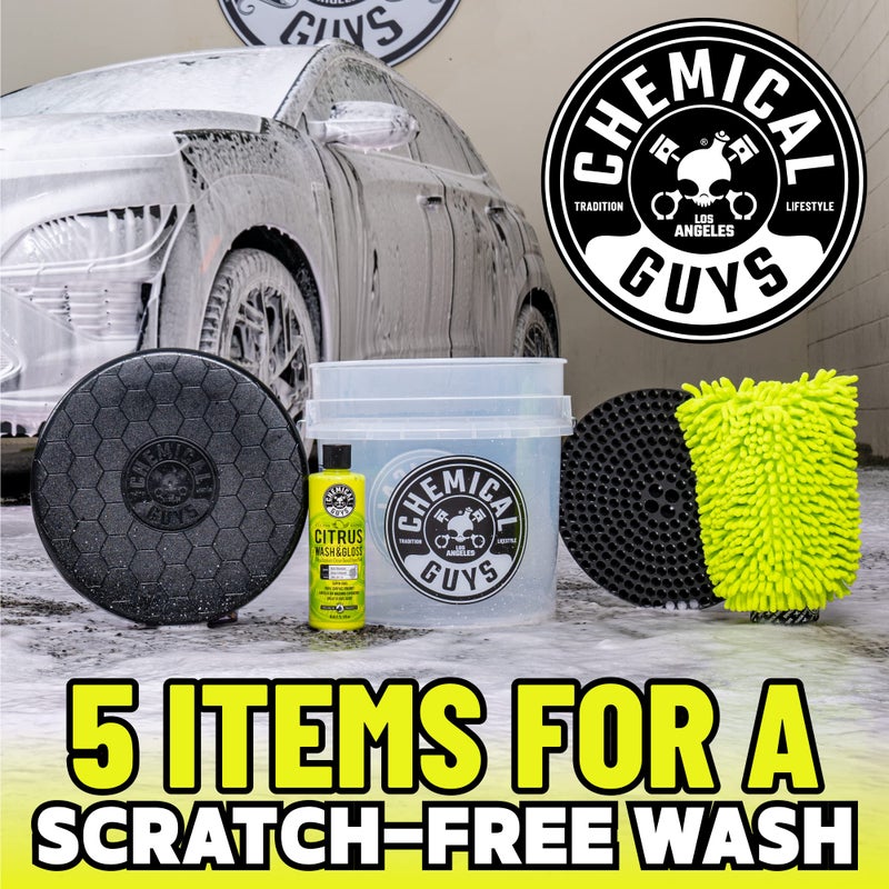Chemical Guys Ultimate Scratch-Free Detailing Car Wash Bucket Kit with Accessories, Car Detailing Kit With Dirt Trap, Wash Mitt, Lid, and 16 oz Soap, Safe For Trucks, SUVs, Motorcycles, RVs - Image 2