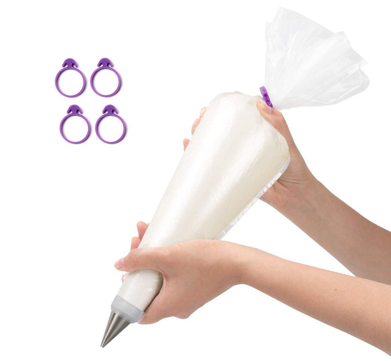ilauke 100 Pack Pastry Bags Thickened 18 inch Disposable Decorating Icing Piping Bags with 4 Icing Bag Ties Extra Thick AntiBurst Piping Bags for CookieCake Decorating Supplies 