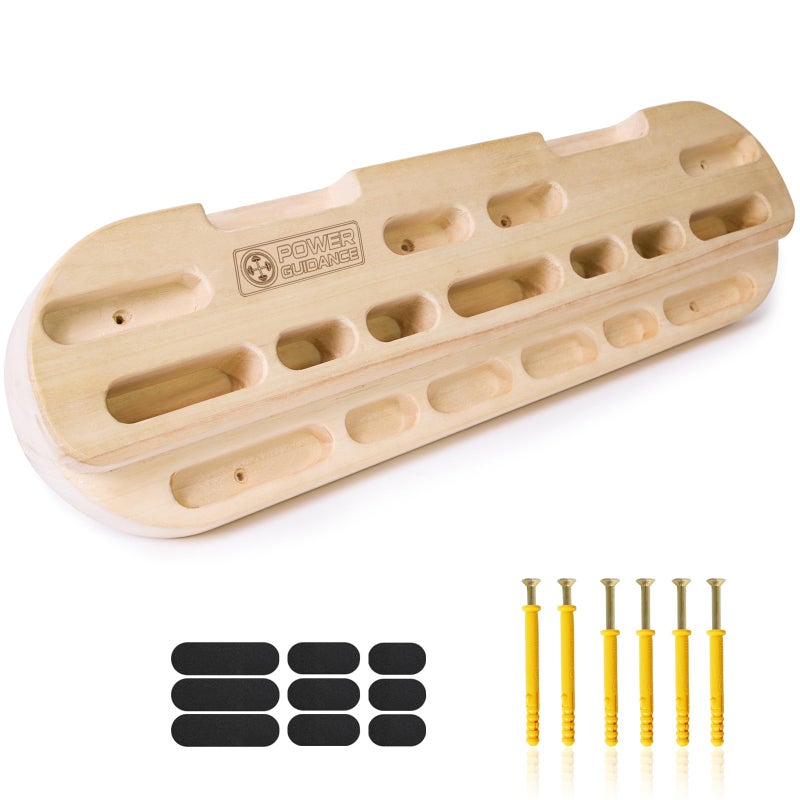 POWER GUIDANCE Rock Climbing Hangboard Wooden Hand Grip Strengthener Forearm Exerciser for Climbers Athletes