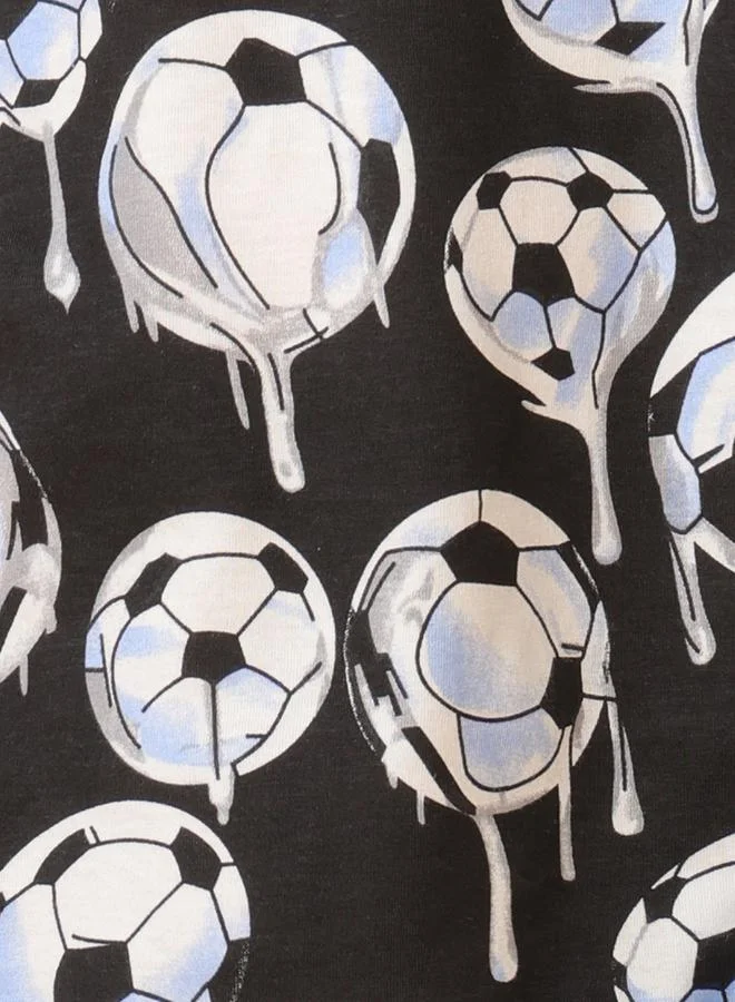 Anthrilo Anthrilo All-Over Football Print Short Sleeve T-Shirt and Shorts Set