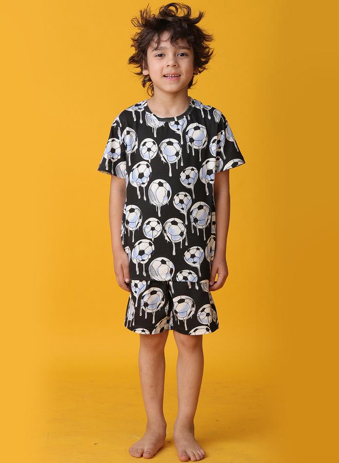 Anthrilo All-Over Football Print Short Sleeve T-Shirt and Shorts Set - Image 3