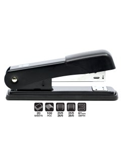 FIS FIS Metal Office Stapler with Max Capacity 100 Staple Pins, Full Strip No. 24/6&26/6 mm, depth 61 mm, 20 Sheets, Black -FSSFN58BK  - Image 1