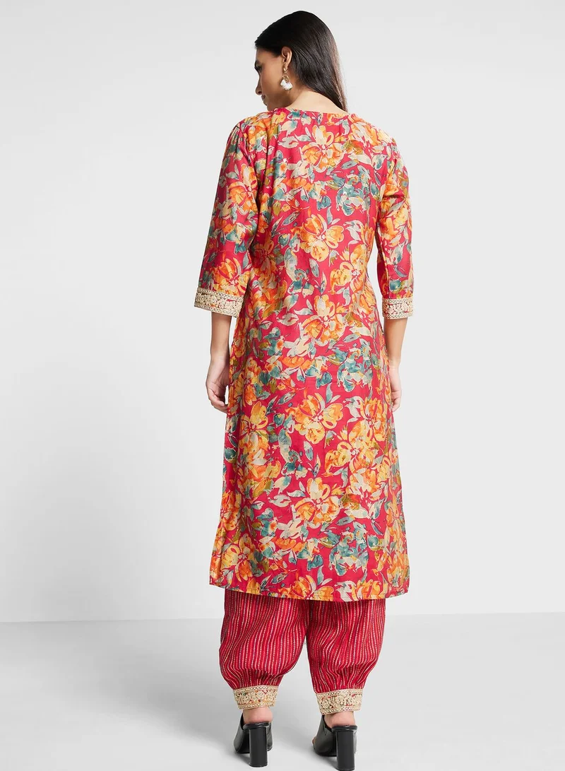 kolaba Embroidered Sequined Kurti & Pants Set