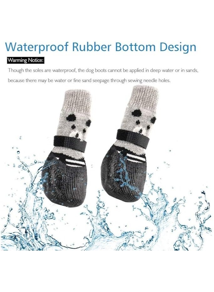 erorex Dog Shoes, 2 Pair Pet Shoes for Dogs Cats Socks, Anti-Slip Sole Adjustable Dog Cat Paw Socks Fit for Indoor Outdoor Wear (Black, Medium) - Image 2