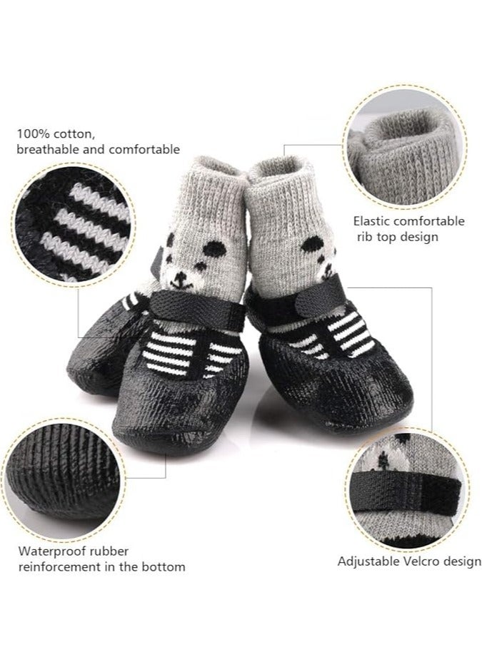 erorex Dog Shoes, 2 Pair Pet Shoes for Dogs Cats Socks, Anti-Slip Sole Adjustable Dog Cat Paw Socks Fit for Indoor Outdoor Wear (Black, Medium) - Image 3