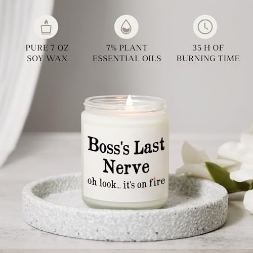 Petalsun Funny Boss Gifts for Women Men- Handmade Lavender Soy Wax Candle- Best Boss Lady Gifts for Women, Birthday Christmas Gift for Boss Female, Boss's Last Nerve Candle (7oz) - Image 4
