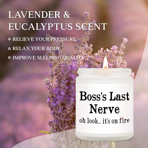 Petalsun Funny Boss Gifts for Women Men- Handmade Lavender Soy Wax Candle- Best Boss Lady Gifts for Women, Birthday Christmas Gift for Boss Female, Boss's Last Nerve Candle (7oz) - Image 5