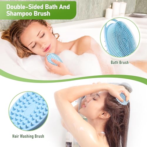 Fanwer 27.5” Back Bath Brush Long Handle for Shower and Silicone Body Scrubber, Shower Back Scrubber with Curved Handle for Elderly, Disabled, Limited Mobility, Post-Surgery, Frozen Shoulder - Image 5
