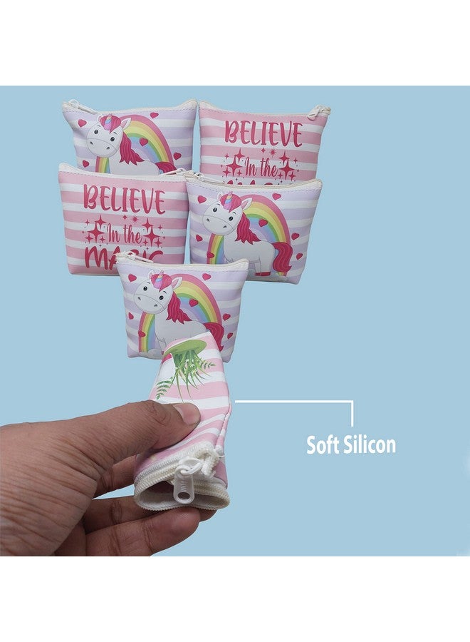 PARTEET Canvas Unicorn Print Soft Silicon Small Pouch Return Gift For Kids (Pack Of 6 Pcs) - Multicolor - Image 2