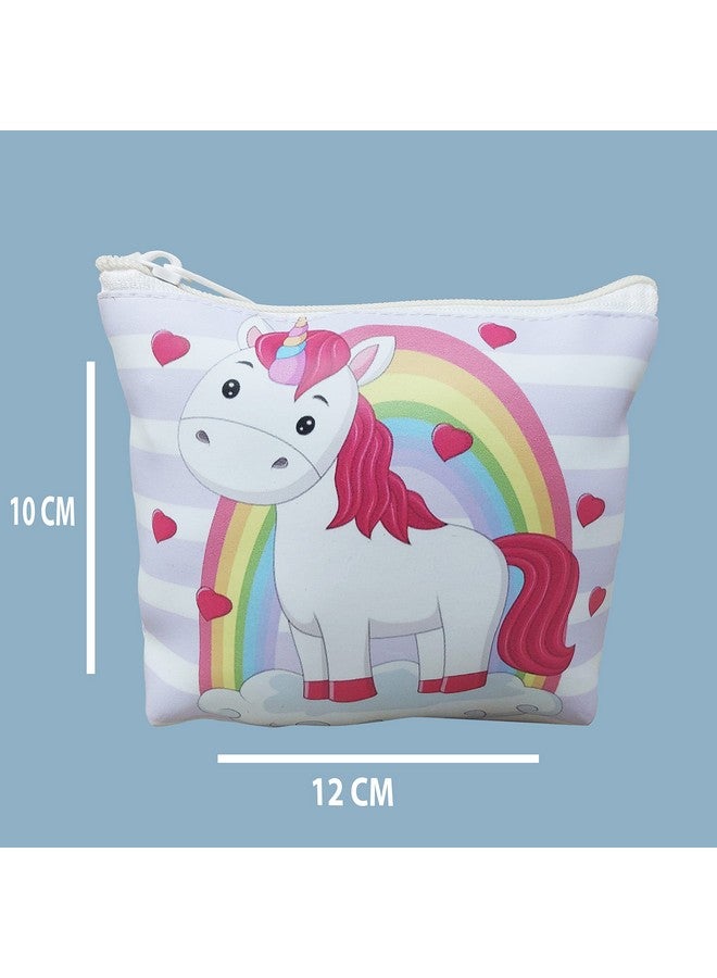 PARTEET Canvas Unicorn Print Soft Silicon Small Pouch Return Gift For Kids (Pack Of 6 Pcs) - Multicolor - Image 3