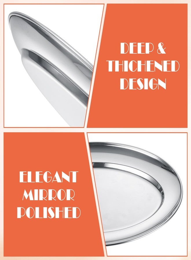 AKOLAFE 10PCS Sizzle Platter for Serving Food Medium Serving Trays for Party Buffet Oval Serving Platter Set Silver Tray Decorative Metal Trays Stainless Steel Tray Long Sizzler Plates for Sushi Dish - Image 4