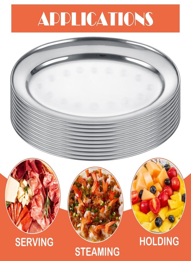 AKOLAFE 10PCS Sizzle Platter for Serving Food Medium Serving Trays for Party Buffet Oval Serving Platter Set Silver Tray Decorative Metal Trays Stainless Steel Tray Long Sizzler Plates for Sushi Dish - Image 3