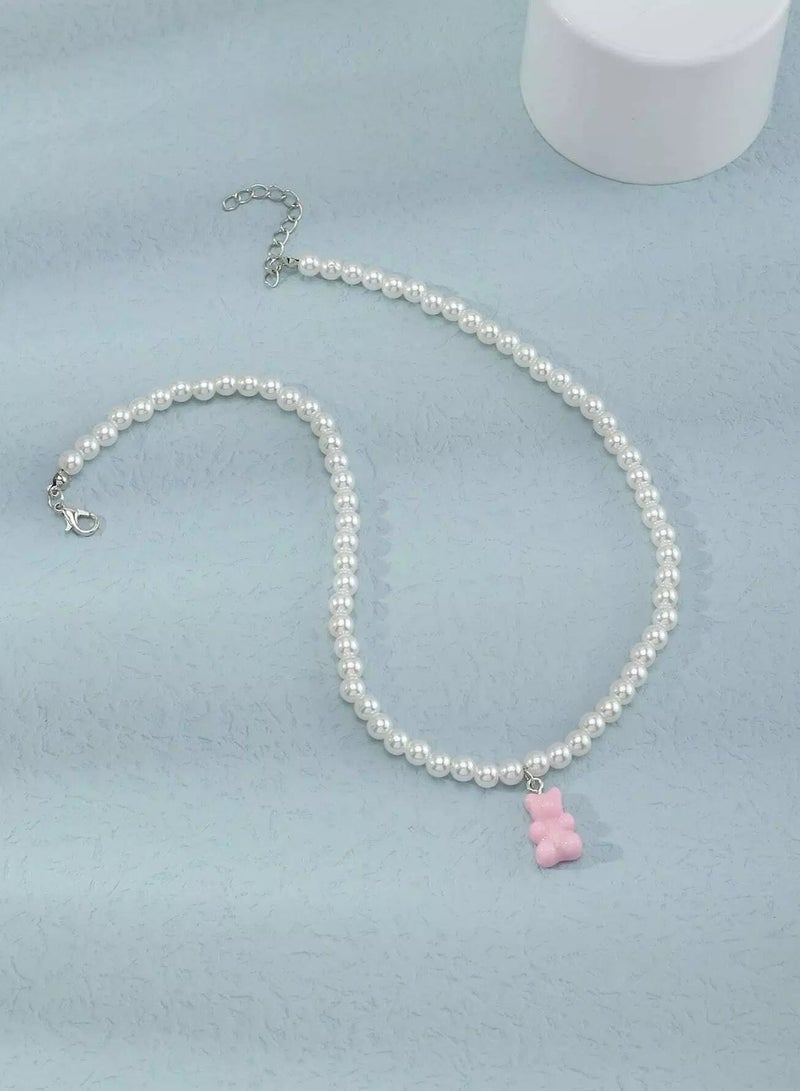 Girls Bear Charm Beaded Necklace  - Image 3