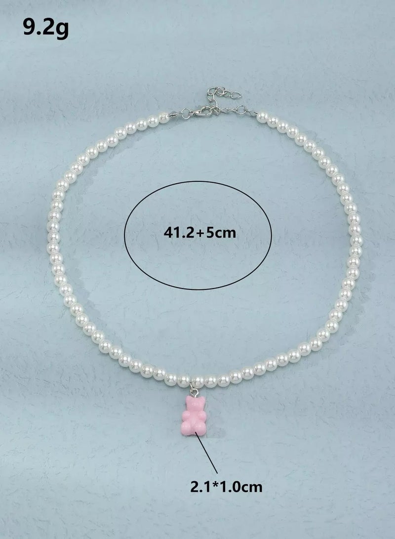 Girls Bear Charm Beaded Necklace  - Image 4