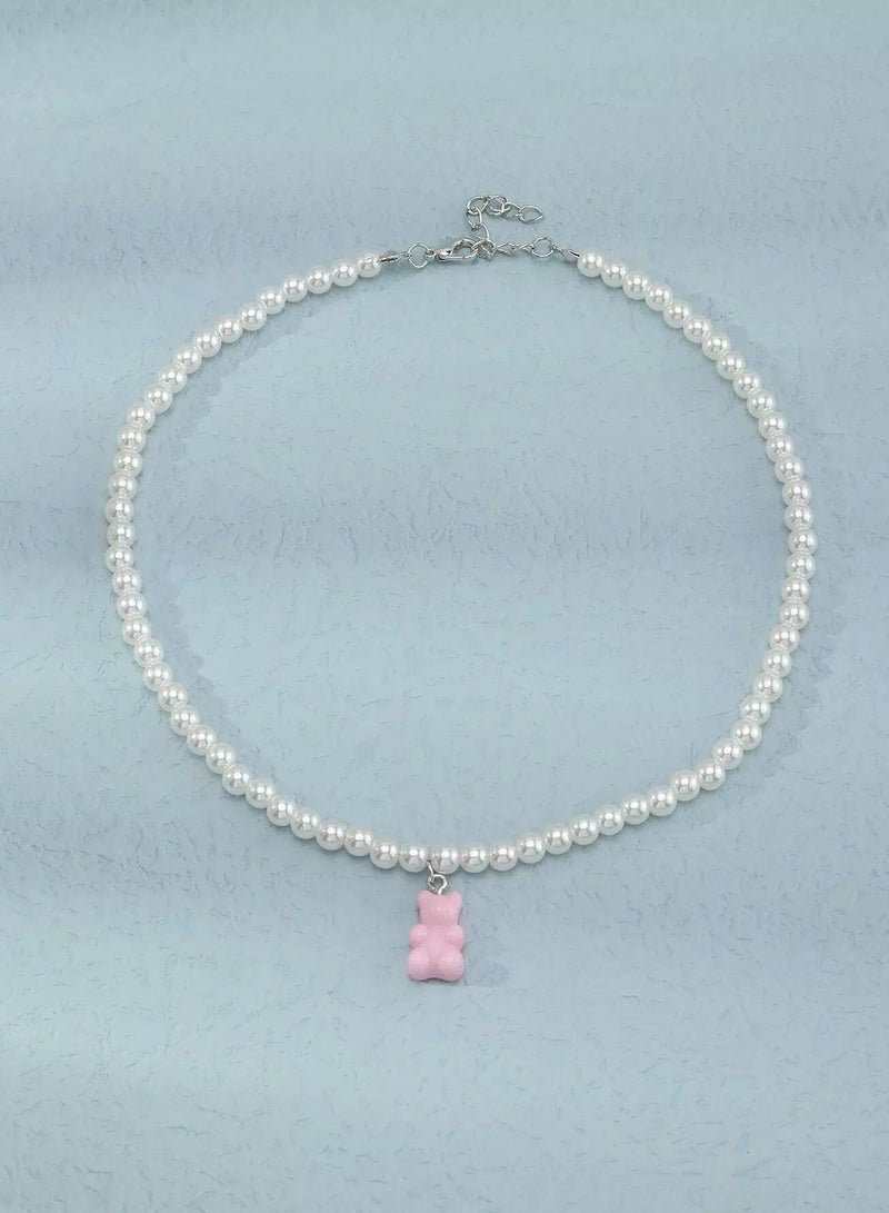 Girls Bear Charm Beaded Necklace  - Image 2