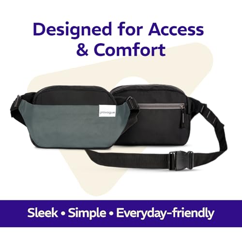 Provogue Rover Waist Bag for Men & Women, Crossbody Waist Pouch with Zippered Compartments & Adjustable Strap,Multipurpose Fanny Pack for Travel & Outdoor Activities Chest Bag, Midnight Black - Image 3