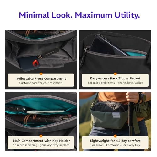 Provogue Rover Waist Bag for Men & Women, Crossbody Waist Pouch with Zippered Compartments & Adjustable Strap,Multipurpose Fanny Pack for Travel & Outdoor Activities Chest Bag, Midnight Black - Image 5