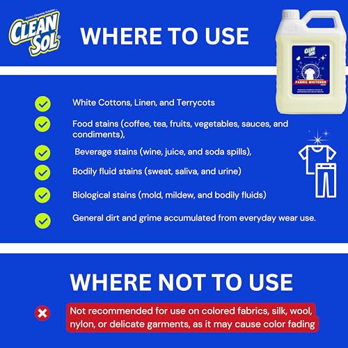 Cleansol Fabric Whitener - 5Litr | Removes Stubborn Stains | Brightens White Clothes - Image 5