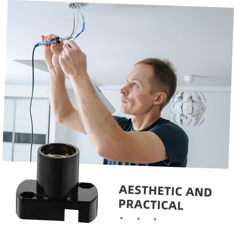 2pcs Black Lamp Holder Socket Vintage Light Base Easy Installation Indoor Outdoor Use - Image 4