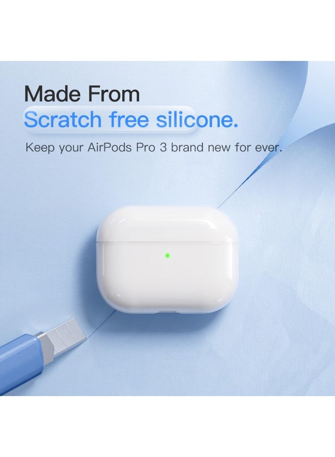 Case for AirPods Pro 3 Never-Sretch-Out DamonLight Shock-Proof Protective Semi Hard Silicone Case Compatible with Apple Airpods Pro 3rd Generation (White) - Image 4