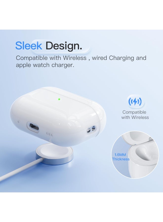 Case for AirPods Pro 3 Never-Sretch-Out DamonLight Shock-Proof Protective Semi Hard Silicone Case Compatible with Apple Airpods Pro 3rd Generation (White) - Image 5