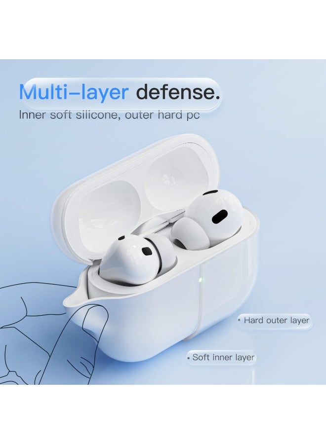 Case for AirPods Pro 3 Never-Sretch-Out DamonLight Shock-Proof Protective Semi Hard Silicone Case Compatible with Apple Airpods Pro 3rd Generation (White) - Image 2