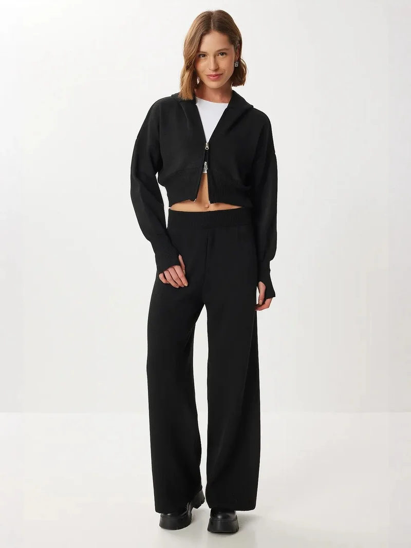 Lovely Istanbul ISTANBUL Hooded Ribbed Knitwear Two-Piece Set