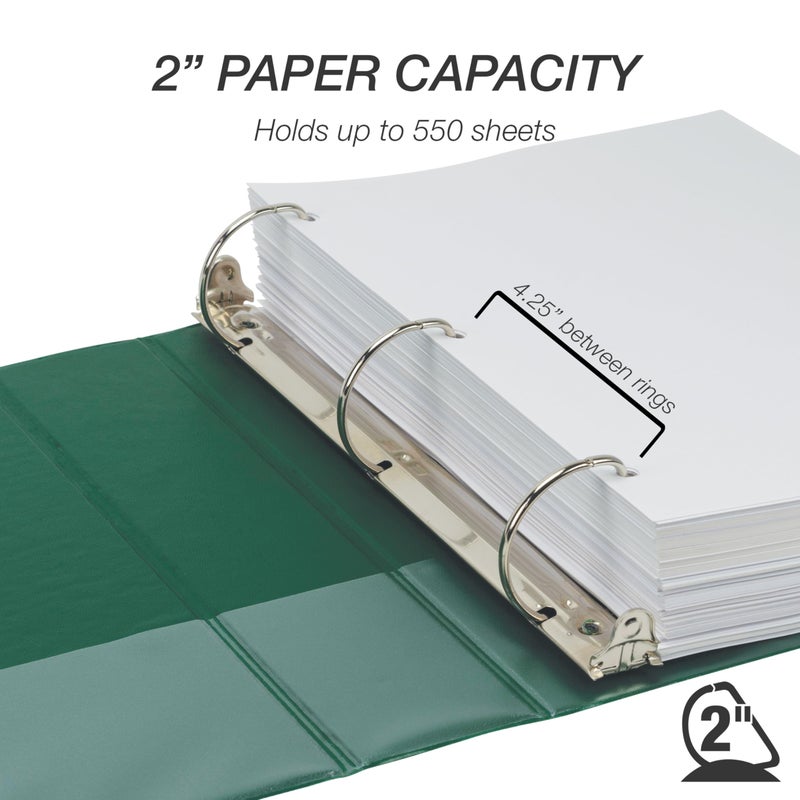 Samsill Durable 2 Inch Binder, Made in The USA, D Ring Binder, Customizable Clear View Cover, Forest Green, Holds 475 Pages - Image 5