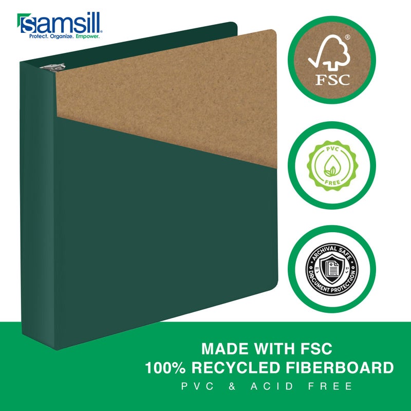 Samsill Durable 2 Inch Binder, Made in The USA, D Ring Binder, Customizable Clear View Cover, Forest Green, Holds 475 Pages - Image 3