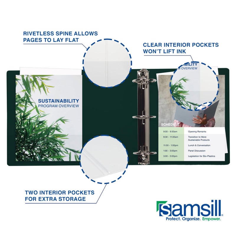 Samsill Durable 2 Inch Binder, Made in The USA, D Ring Binder, Customizable Clear View Cover, Forest Green, Holds 475 Pages - Image 4