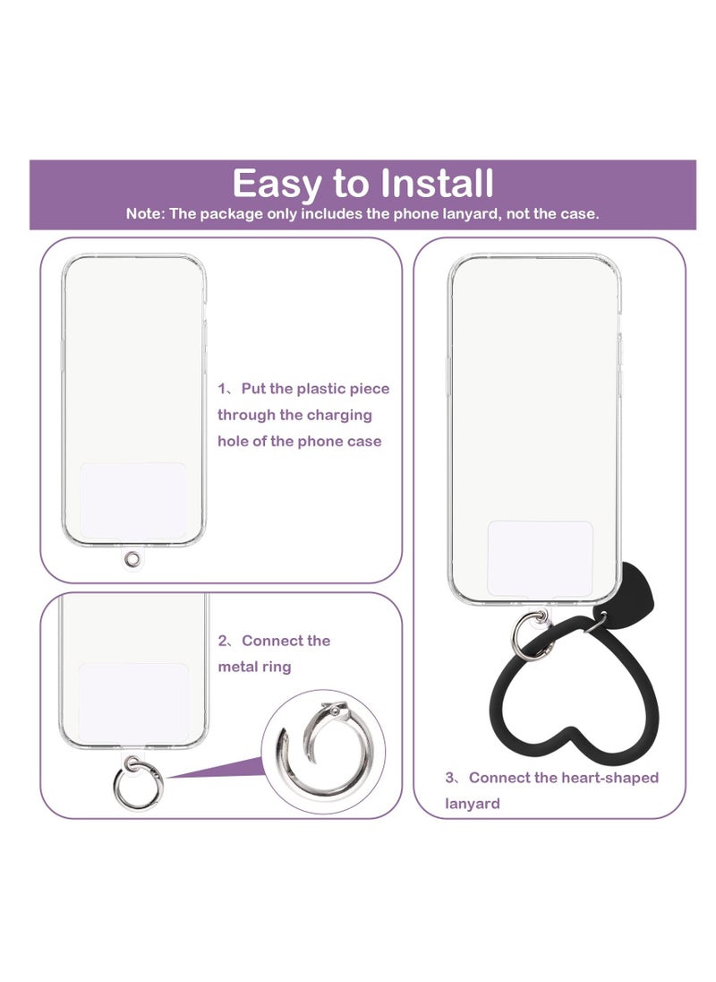 Generic - Heart Loop Phone Lanyard with Key Chain Holder, Versatile & Comfortable Smartphone Wrist Strap, Ideal for Outdoor Activities, Compatible with Most Smartphones, 4packs Back Patch Included - Image 1