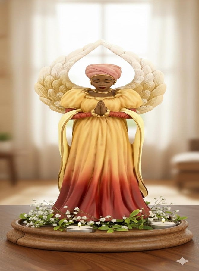 Ebony Treasures Positive Images Serenity Angel in Orange Figurine - Image 3
