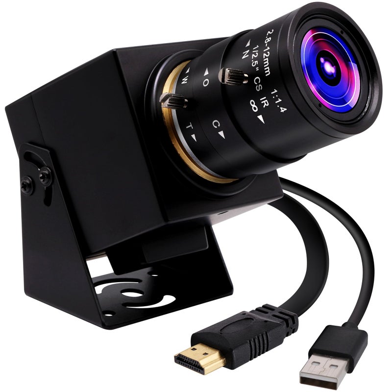 ELP 4K HDMI USB Camera Wide Angle 2.8-12 mm Varifocal Focus Lens Webcam Close-up Camera Support H.265, Ultra HD 2160P Webcam with IM415 Sensor for Computer Live Streaming Meeting - Image 1