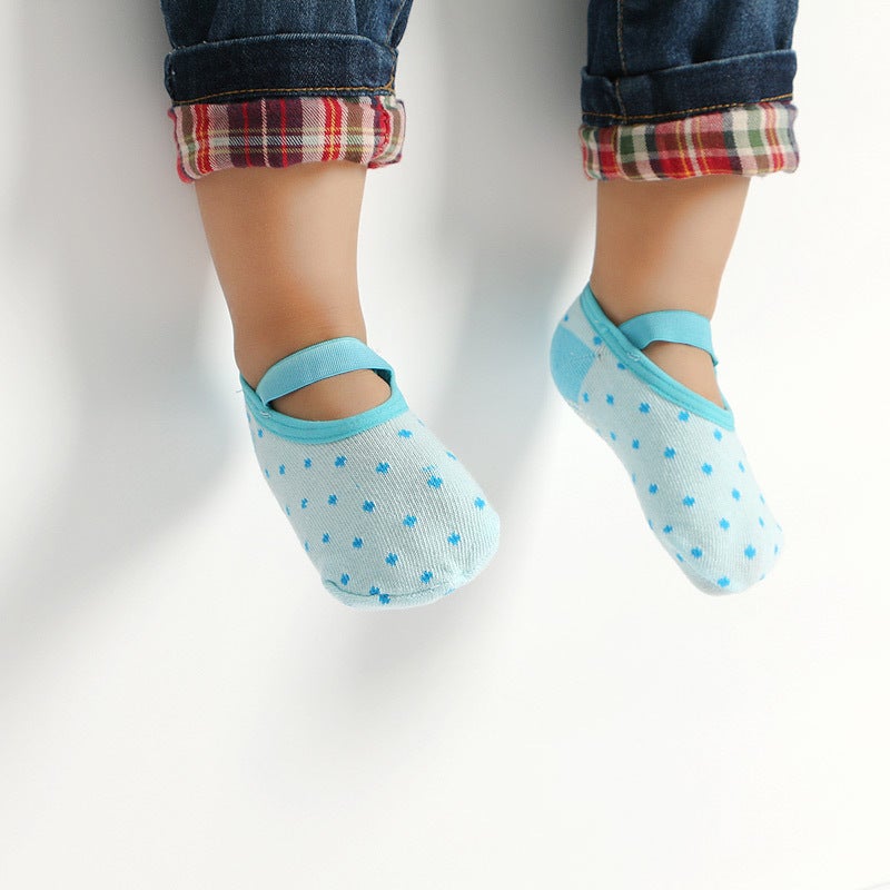 KID'S BASIC children's socks spring, summer, autumn and winter non-slip imitation boat socks floor socks children's boat socks blue Regular thickness 1-3 years old - Image 1