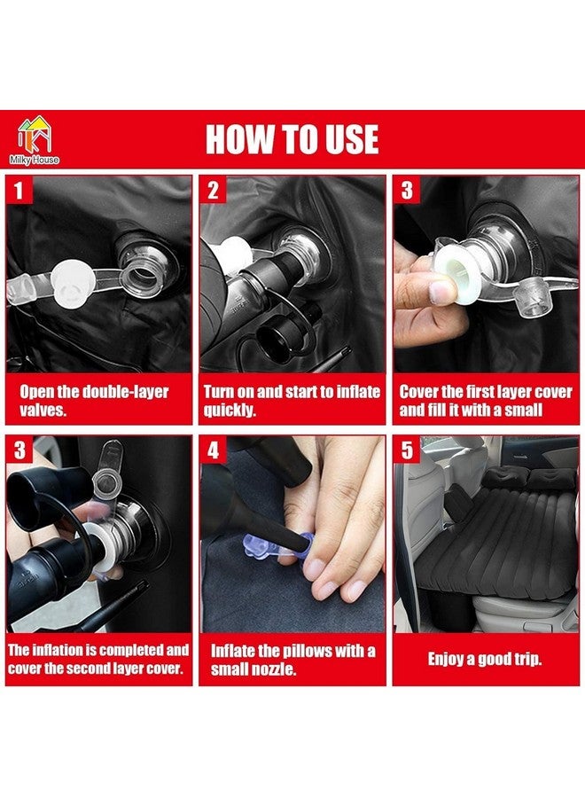 Rylan Premium Car Inflatable Bed with Pump & 2 Air Pillow|Quick Inflatable Back Seat Bed|Car Inflatable Mattress|Car Bed Mattress|Car Bed For Kids,Travel,Trip,Camping,Picnic,Pool &Beach|Universal Fit|Black? - Image 3