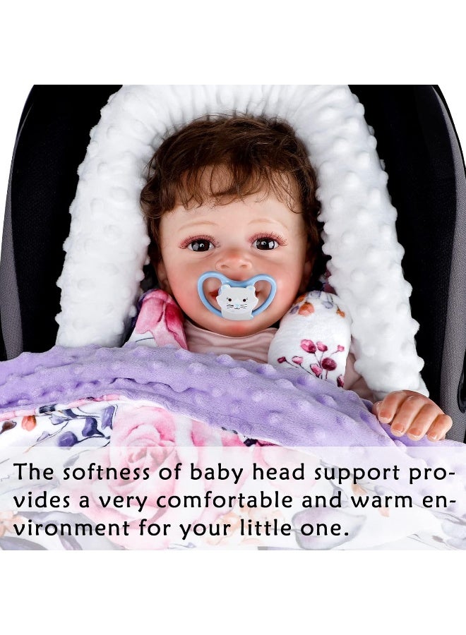 Pea Pod Floral Car Seat Head Support Infant Baby Carseat Head Support & Strap Covers for Newborns Ultra Soft Minky Dotted Fabric Perfect for Baby Carseats, Strollers, and Bouncers - Image 5