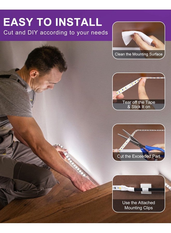 HitLights Cool White LED Strip Lights 5000K, 24.6ft High Density 12V Tape Light Dimmable, 900 LEDs, CRI >90, UL Listed, Flexible Rope Lights for Bedroom, Kitchen, Cabinet (Power Source Not Included) - Image 5