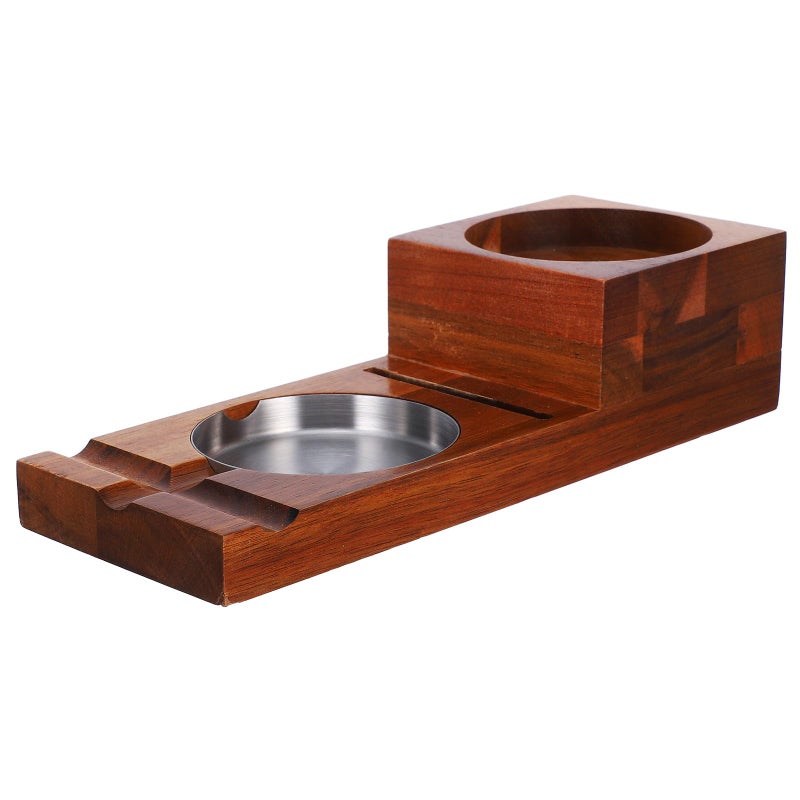 منفضة سيجار خشبية مع درج وحامل صينية كأس الويسكي لديكور حانة المنزل للرجال - Image 2