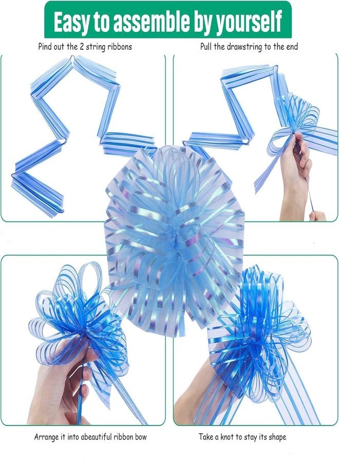 Dladhict 6 PCS Large Pull Bows, Blue Bow for Gift Wrapping,Gifts Decorations,6″ Party Wedding Ribbon Bows for Wrapping Boxes or Flower Decorations,Presents or Christmas Tree (Blue) - Image 5