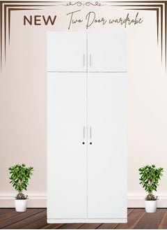 AFT Spacious White MDF 4-Door Wardrobe with Upper and Lower Storage, Hanging Rod, Shelves, Lockable and Drawer, Sleek Metallic Handles, and Durable Hinges - 230cm (H) x 90cm (W) x 50cm (D) WHITE (ARFAN)  - Image 1