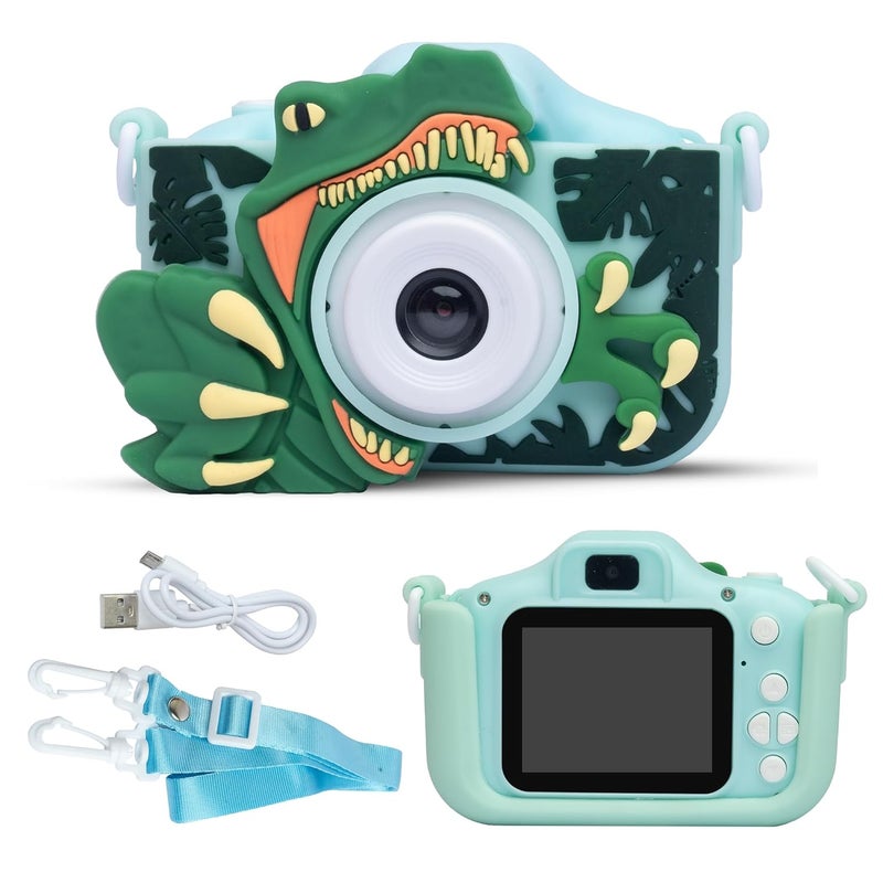 ESSENTIALEASE Kids Digital Camera 1080 Pixels HD Dinosaur Mini Video Camcorder For Boys & Girls, Age 4, 5, 8-10| 2-Inch HD Screen, Selfie | Child-Safe Design | Expandable Up To 32GB (Green) - Image 1
