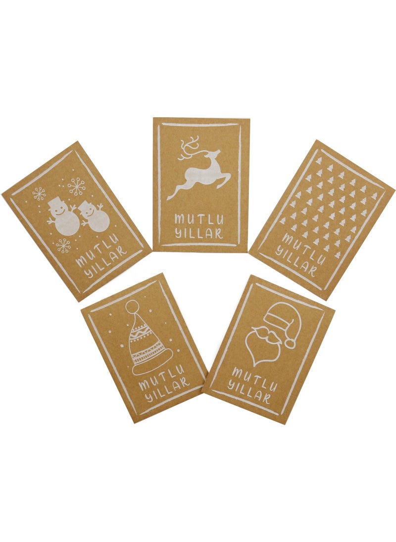 Repro Design 10X14 cm New Year Themed 5 Pieces Greeting Card Model-7 Happy New Year  - Image 2