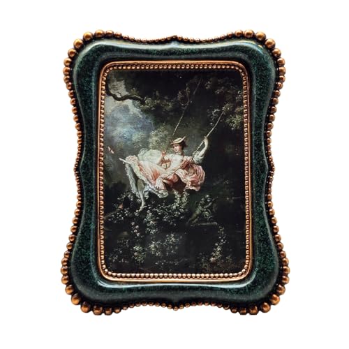 YULINK 4x6 Vintage Picture Frame, Antique Blackish Green Ornate Photo Frame, for Tabletop and Wall Display, Decorative Retro Home Decor, Old Fashioned Photo Gallery Art - Image 1