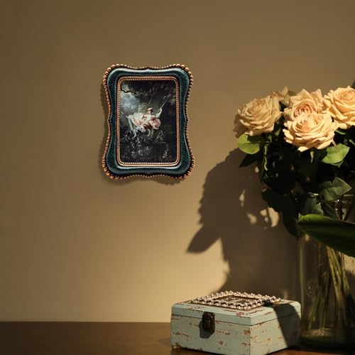YULINK 4x6 Vintage Picture Frame, Antique Blackish Green Ornate Photo Frame, for Tabletop and Wall Display, Decorative Retro Home Decor, Old Fashioned Photo Gallery Art - Image 4