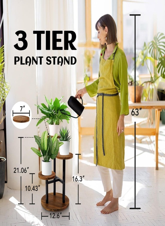 AUGOSTA 3 Tier Plant Stand, Corner Plant Stand, Tall Metal Wood Plant Shelf Holder for Indoor Plants, Outdoor Garden Plant Display Rack Flower Pot Stand for Corner Living Room Balcony Garden Patio - Image 2