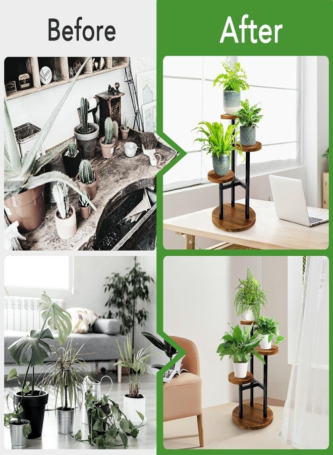 AUGOSTA 3 Tier Plant Stand, Corner Plant Stand, Tall Metal Wood Plant Shelf Holder for Indoor Plants, Outdoor Garden Plant Display Rack Flower Pot Stand for Corner Living Room Balcony Garden Patio - Image 3