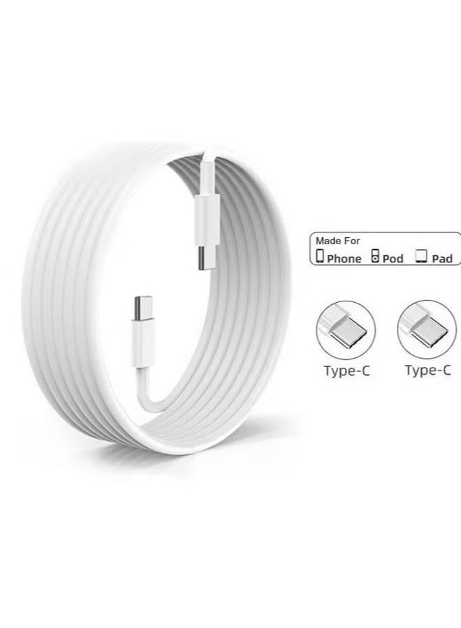 240W USB-C Charge Cable 6.6FT Braided USB C to USB C Super Fast Charging Cable With 【E-Marker Chip】 For iPhone 15 Series/MacBook Pro/Air, iPad Pro/Air/Mini/Galaxy S24/S23/Pixel/Mi And More (2 Miter) - Image 2